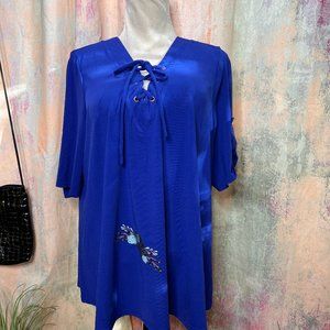 📌Siren Rily Royal Blue Long Top with Short Pull up Sleeves